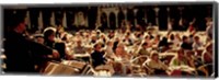 Tourists Listening To A Violinist At A Sidewalk Cafe, Venice, Italy Fine Art Print