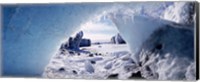 Ice cave on a polar landscape, Gigja outwash plain, Gigja river outlet, Iceland Fine Art Print
