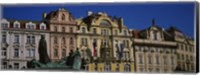 Statue in front of buildings, Jan Hus Monument, Prague Old Town Square, Old Town, Prague, Czech Republic Fine Art Print
