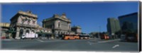 Bus parked in front of a railroad station, Brignole Railway Station, Piazza Giuseppe Verdi, Genoa, Italy Fine Art Print