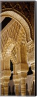 Low angle view of carving on arches and columns of a palace, Court Of Lions, Alhambra, Granada, Andalusia, Spain Fine Art Print