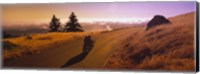 High angle view of a motorcycle moving on a road, Mt Tamalpais, Marin County, California, USA Fine Art Print