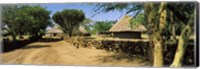 Stone wall along a dirt road, Thimlich Ohinga, Lake Victoria, Great Rift Valley, Kenya Fine Art Print