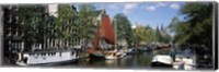 Boats in a channel, Amsterdam, Netherlands Fine Art Print