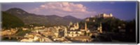 High angle view of a city, Salzburg, Austria Fine Art Print