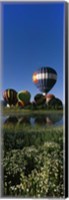 Reflection of hot air balloons in a lake, Hot Air Balloon Rodeo, Steamboat Springs, Colorado, USA Fine Art Print