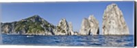 Rock formations in the sea, Faraglioni, Capri, Naples, Campania, Italy Fine Art Print