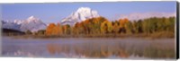 Reflection of trees in a river, Oxbow Bend, Snake River, Grand Teton National Park, Teton County, Wyoming, USA Fine Art Print