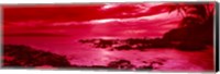 Red Sunset over the coast, Makena Beach, Maui, Hawaii Fine Art Print