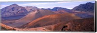 Volcanic landscape with mountains in the background, Maui, Hawaii Fine Art Print