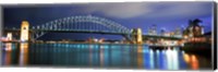 Sydney Harbour Bridge with the Sydney Opera House in the background, Sydney Harbor, Sydney, New South Wales, Australia Fine Art Print