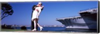 Kiss between sailor and nurse sculpture, Unconditional Surrender, San Diego Aircraft Carrier Museum, San Diego, California, USA Fine Art Print