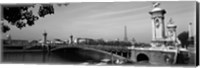 Pont Alexandre III, Seine River, Paris, Ile-de-France, France (black and white) Fine Art Print