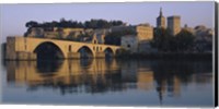 Reflection of a palace on water, Pont Saint-Benezet, Palais Des Papes, Avignon, Provence, France Fine Art Print