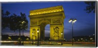 Arc De Triomphe at night, Paris, France Fine Art Print