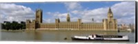 Houses Of Parliament, Water And Boat, London, England, United Kingdom Fine Art Print