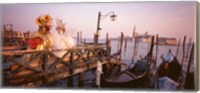Italy, Venice, St Mark's Basin, people dressed for masquerade Fine Art Print
