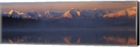 Reflection of snow covered mountain range in the lake, Denali National Park, Alaska, USA Fine Art Print