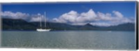 Sailboat in a bay, Kaneohe Bay, Oahu, Hawaii, USA Fine Art Print