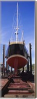 Low angle view of a sailing ship at a shipyard, Antigua Fine Art Print