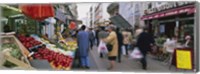 Group Of People In A Street Market, Rue De Levy, Paris, France Fine Art Print