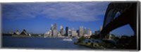 Skyscrapers On The Waterfront, Sydney Harbor Bridge, Sydney, New South Wales, United Kingdom, Australia Fine Art Print