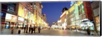 Shops lit up at dusk, Wangfujing, Beijing, China Fine Art Print