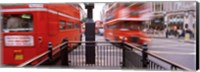 Double-Decker buses on the road, Oxford Circus, London, England Fine Art Print