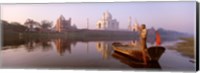 Reflection of a mausoleum in a river, Taj Mahal, Yamuna River, Agra, Uttar Pradesh, India Fine Art Print