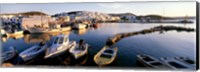 Boats at the dock in the sea, Paros, Cyclades Islands, Greece Fine Art Print