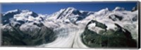 Snow Covered Mountain Range and Glacier, Matterhorn, Switzerland Fine Art Print