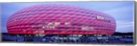 Soccer Stadium Lit Up At Dusk, Allianz Arena, Munich, Germany Fine Art Print