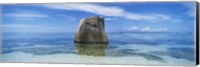 Boulder in the sea, Anse Source D'argent Beach, La Digue Island, Seychelles Fine Art Print