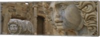 Close-up of statues in an old ruined building, Leptis Magna, Libya Fine Art Print