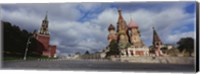 Low angle view of a cathedral, St. Basil's Cathedral, Spasskaya Tower, Kremlin, Moscow, Russia Fine Art Print