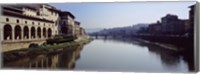 Buildings along a river, Uffizi Museum, Ponte Vecchio, Arno River, Florence, Tuscany, Italy Fine Art Print