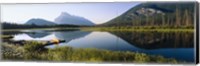 Reflection of mountains in water, Vermillion Lakes, Banff National Park, Alberta, Canada Fine Art Print