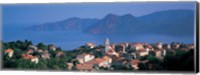 High angle view of a town at the coast, Piana, Corsica, France Fine Art Print