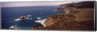 High angle view of a coastline, Big Sur, night time long exposure, California, USA Fine Art Print