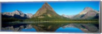 Reflection of mountains in Swiftcurrent Lake, Many Glacier, US Glacier National Park, Montana, USA Fine Art Print