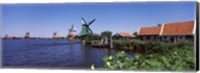 Open air museum at the waterfront, Zaanse Schans, Zaanstad, North Holland, Netherlands Fine Art Print