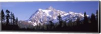 Mountain range covered with snow, Mt Shuksan, Picture Lake, North Cascades National Park, Washington State, USA Fine Art Print