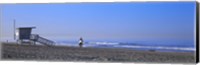 Rear view of a surfer on the beach, Santa Monica, Los Angeles County, California, USA Fine Art Print