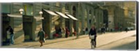 Cyclists and pedestrians on a street, City Center, Florence, Tuscany, Italy Fine Art Print