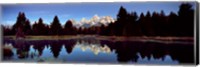 Reflection of mountains with trees in the river, Teton Range, Snake River, Grand Teton National Park, Wyoming, USA Fine Art Print