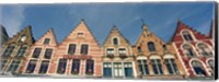 Low angle view of gabled houses, Bruges, West Flanders, Flemish Region, Belgium Fine Art Print