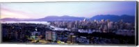 Aerial view of cityscape at sunset, Vancouver, British Columbia, Canada 2011 Fine Art Print