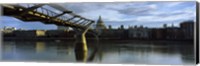 Bridge across a river with a cathedral, London Millennium Footbridge, St. Paul's Cathedral, Thames River, London, England Fine Art Print