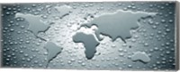 Water drops forming continents (black and white) Fine Art Print