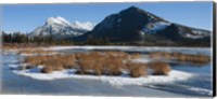Salt lake with mountain range in the background, Mt Rundle, Vermillion Lake, Banff National Park, Alberta, Canada Fine Art Print